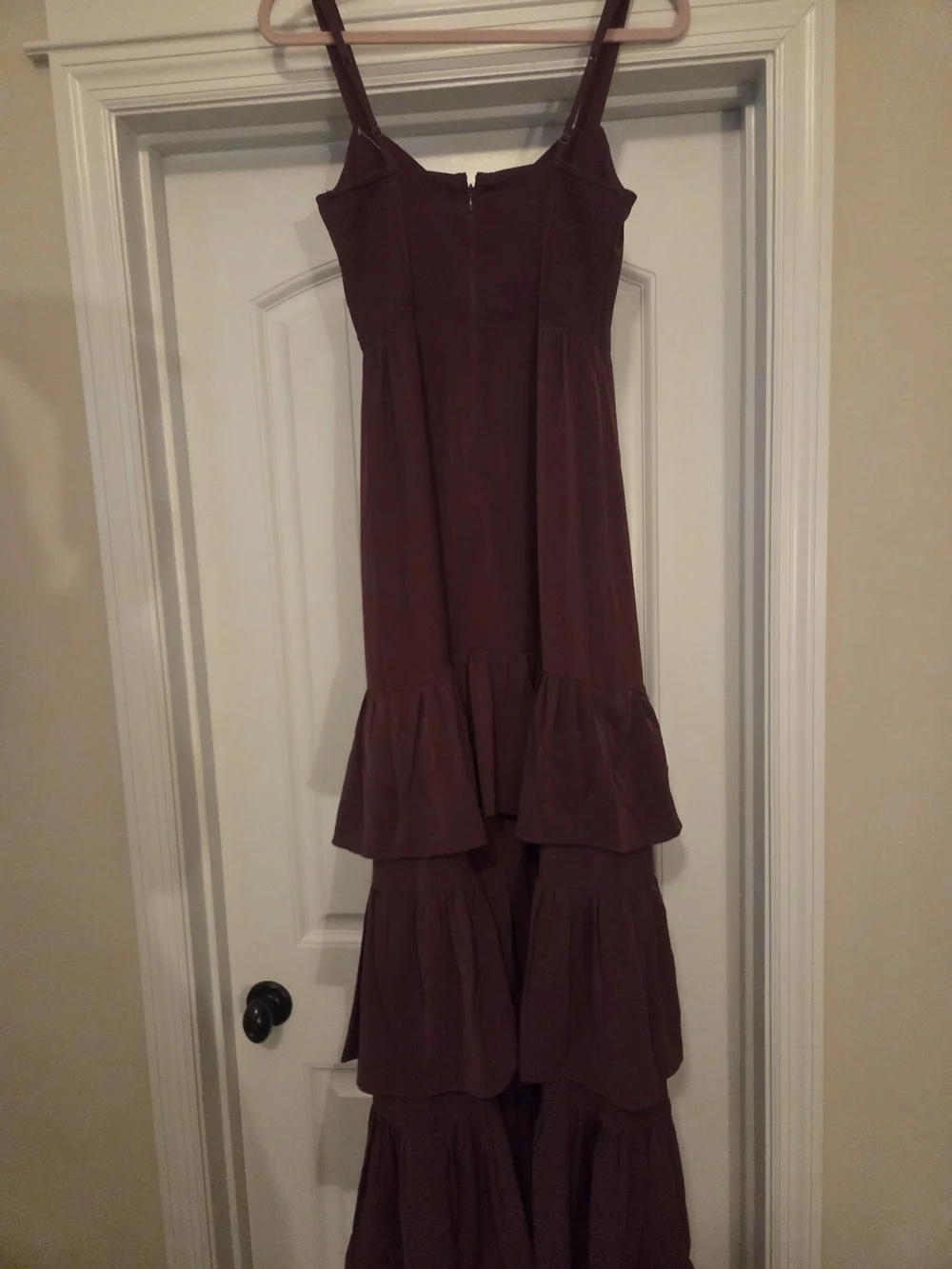 Abercrombie & Fitch XS T Women’s Sleeveless Tiered Ruffle Dress in Deep Burgundy
